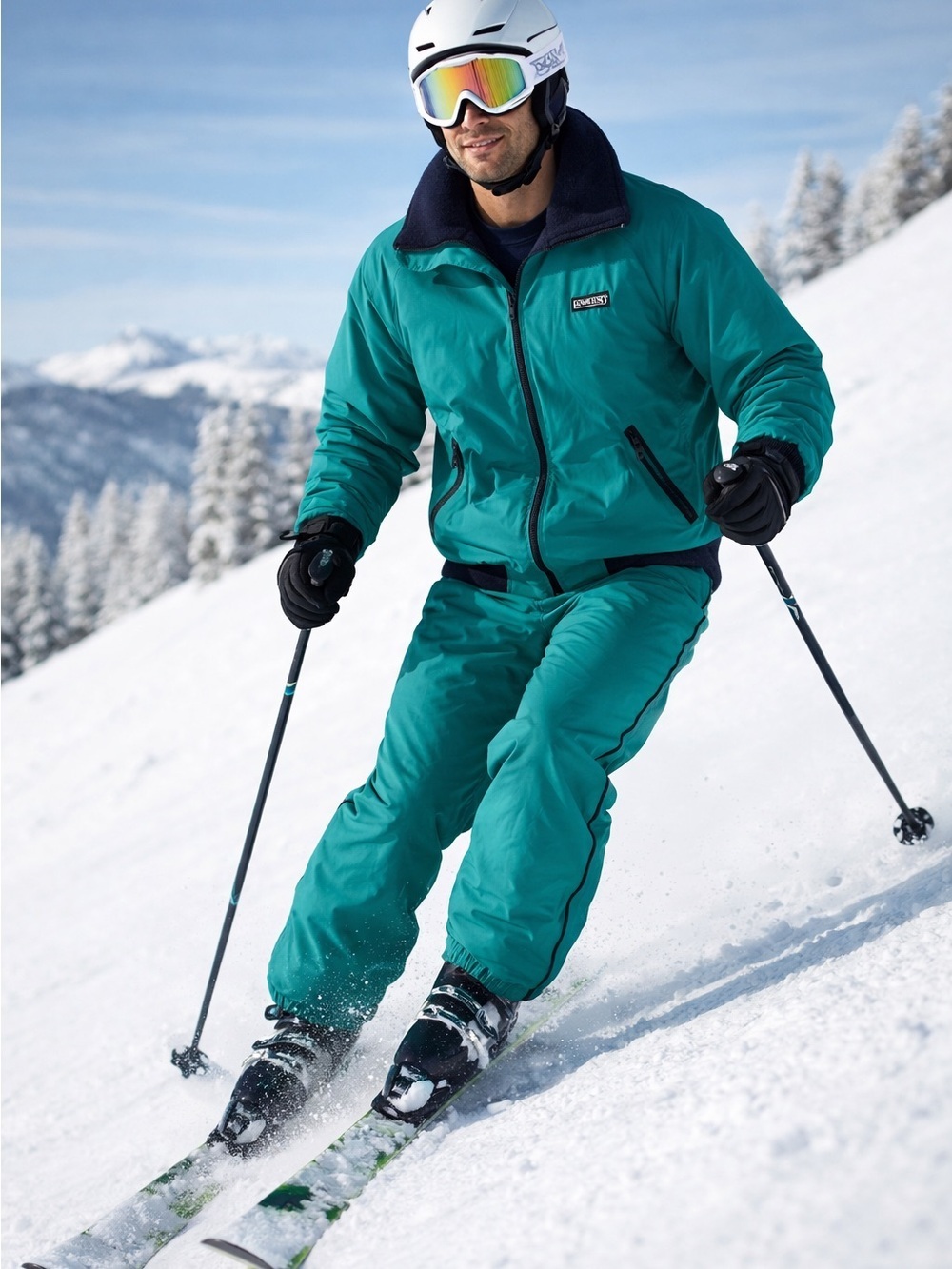 Vintage Lands End Squall Mens Sz M Ski Coat And Pants Set USA Made Teal Warm